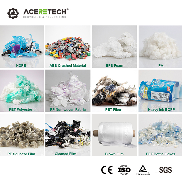 ACS-H CE ISO Certificates Plastic Recycling Single Screw Extruder Pelletizing Machine With Siemens Plc